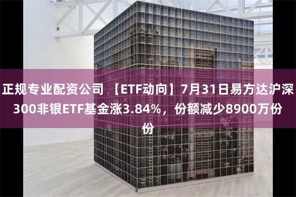 正规专业配资公司 【ETF动向】7月31日易方达沪深300非银ETF基金涨3.84%，份额减少8900万份