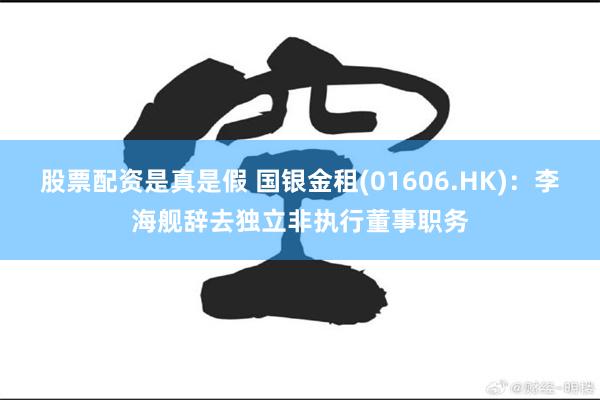 股票配资是真是假 国银金租(01606.HK)：李海舰辞去独立非执行董事职务